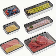 6pc Set Stainless Steel Container Dishes + Lids - NICE QUALITY ( )