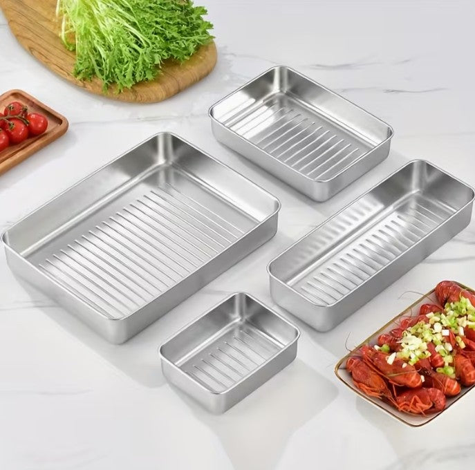 6pc Set Stainless Steel Container Dishes + Lids - NICE QUALITY ( )