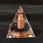 Obsidian & Copper Coil Orgone Pyramid - Emotional Healing, Grounding