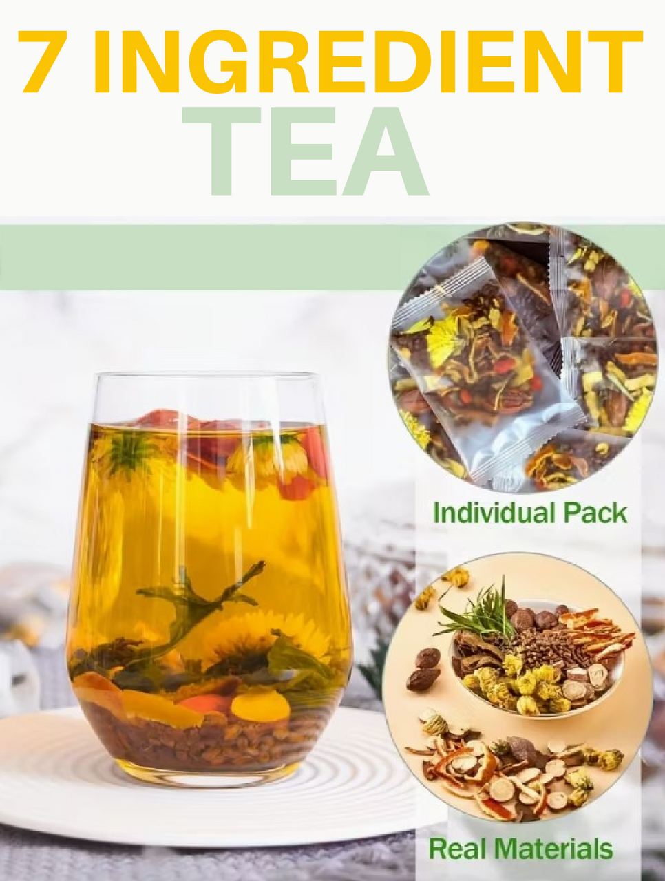 22pc 7-INGREDIENT TEA! Dandelion, Goji Berry, Orange Peel, Chrysanthemum, Cassia Seed (A-1-4)