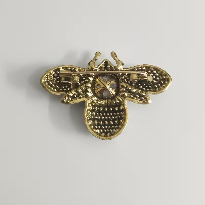 Vintage-Style Gemstone Bumblebee Brooch Pin Blue & Green