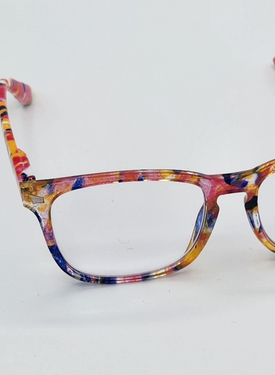 Women's Blue Light Reading Glasses -  Watercolor Confetti (A-2-1)
