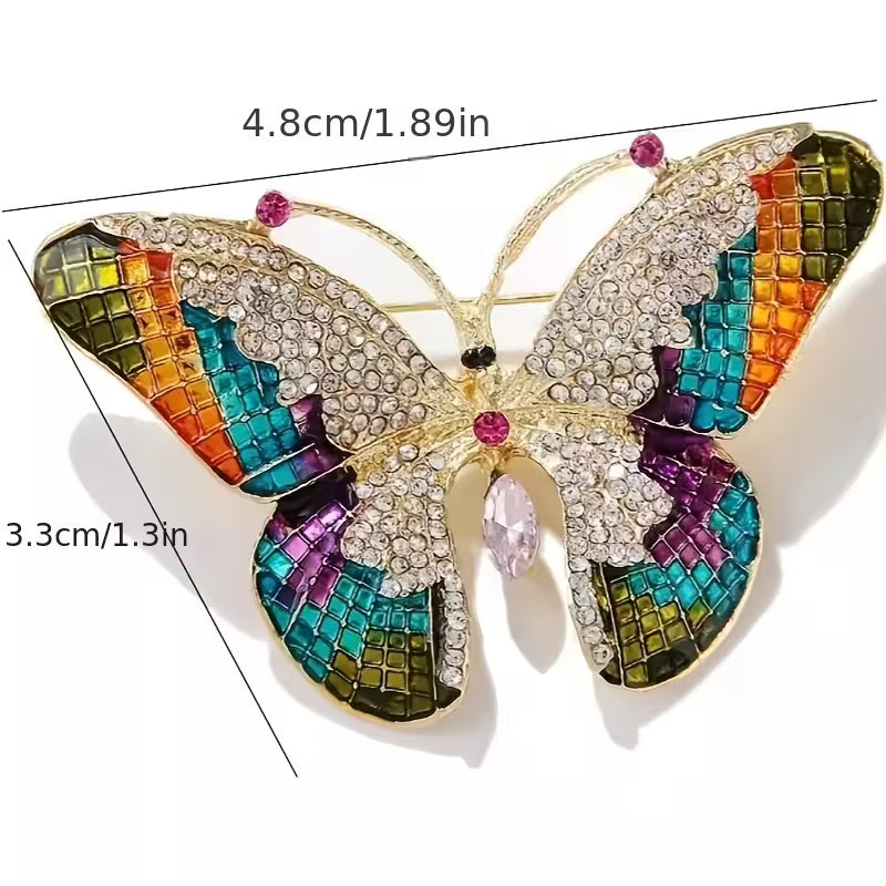 Butterfly Gemstone Brooch Pin 2"