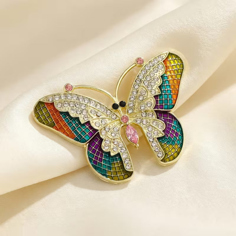 Butterfly Gemstone Brooch Pin 2"