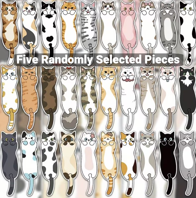 5 pieces! Large Cat BOOKMARKS - Assorted Kitties