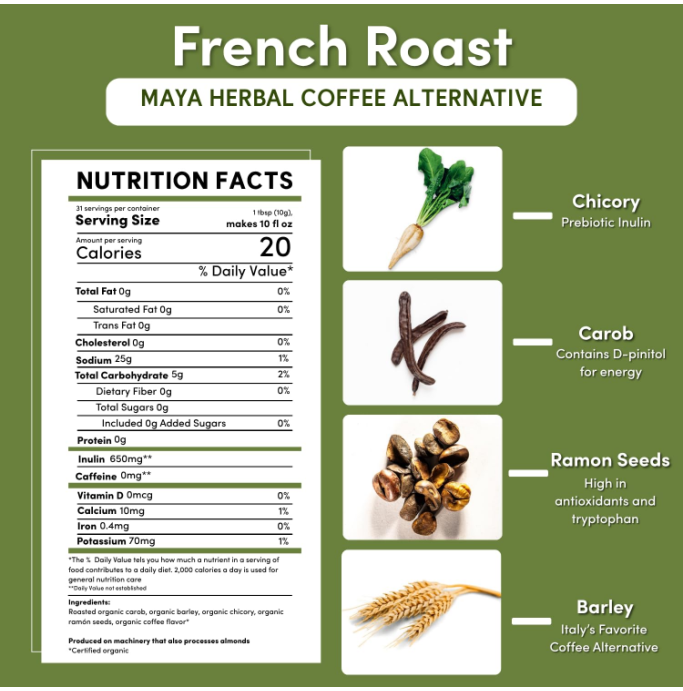 French Vanilla CHICORY 11oz BREWS LIKE COFFEE Caffeine-Free & Acid-Free