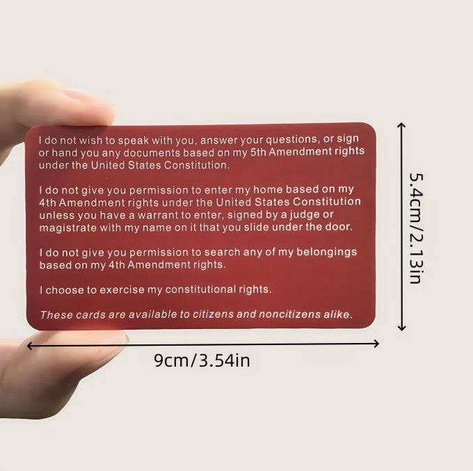 Constitutional Rights REMAIN SILENT & Decline Search Wallet Cards