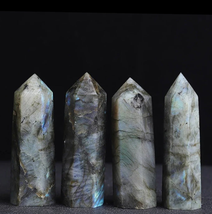 Labradorite Tower: Aura Shielding, Chakra Activation (Throat, Crown) 4"
