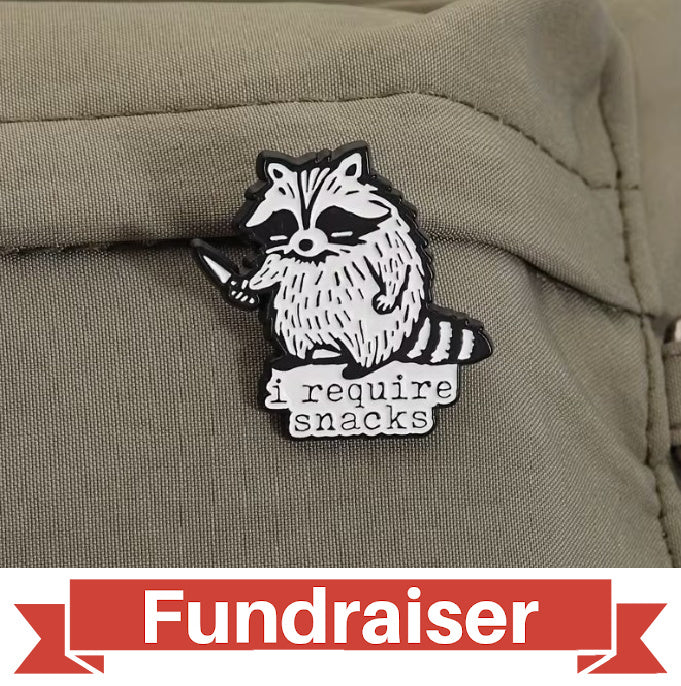 FUNDRAISER: I Require Snacks - Armed Raccoon Shirt Lapel Pin Jewelry