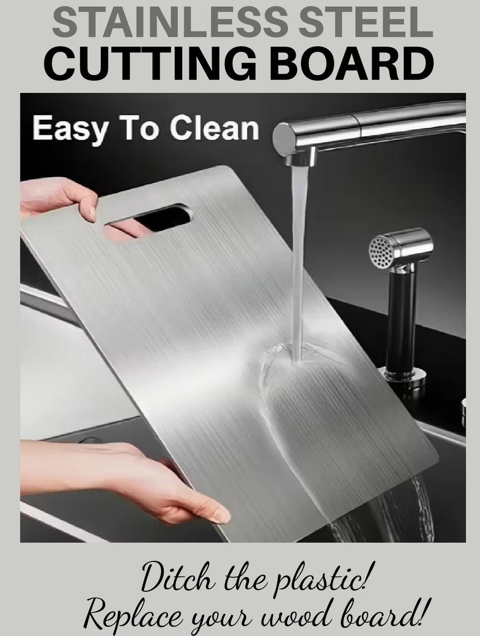 Stainless Steel Cutting Board - Double Sided 13x9" (a-2-2)