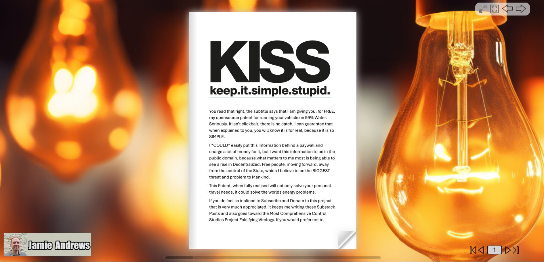 THE FREE ENERGY PATENT: Run Your Vehicle ON WATER - K.I.S.S (eBook Jamie Andrews)