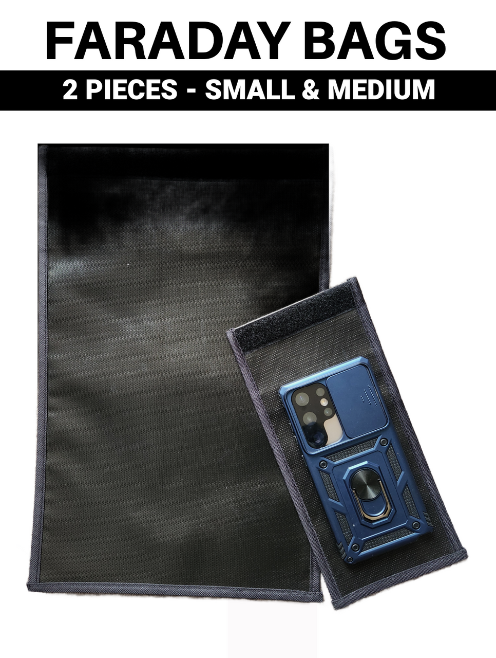 2pc FARADAY BAGS for Phones, Tablet, Smaller Electronics (A-2-1)