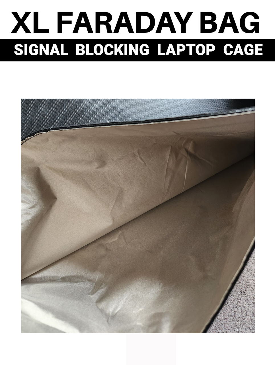 XL Faraday Laptop / Electronics Bag / Signal Blocking Bag BLACK (A-1-1)