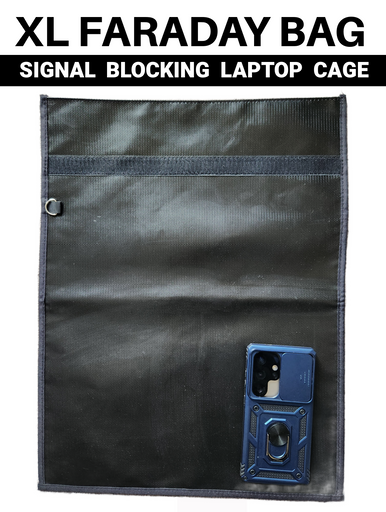 XL Faraday Laptop / Electronics Bag / Signal Blocking Bag BLACK (A-1-1)