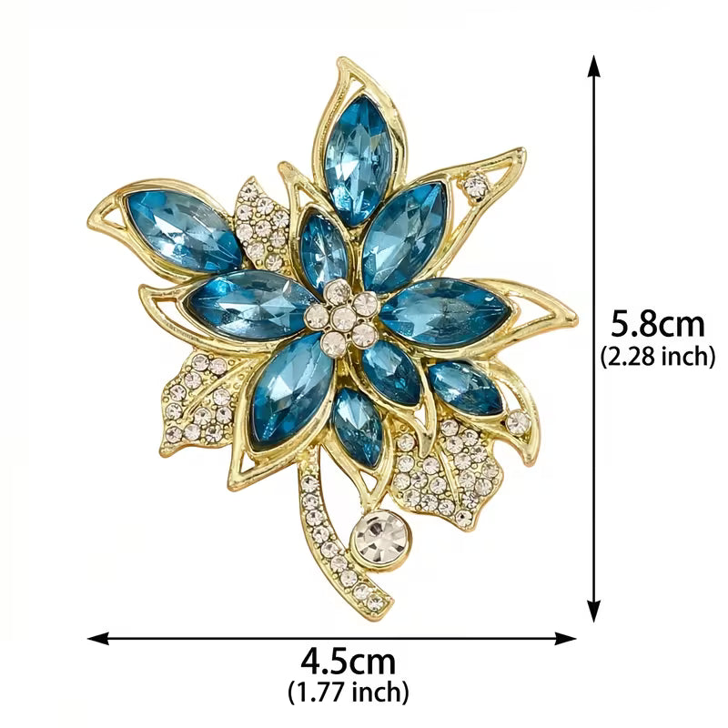 Magnificent Blue Gemstone Flower Brooch Pin