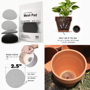 50pc Flower Pot Mesh Hole Drain Screens 2.5" - Stop Losing Soil!