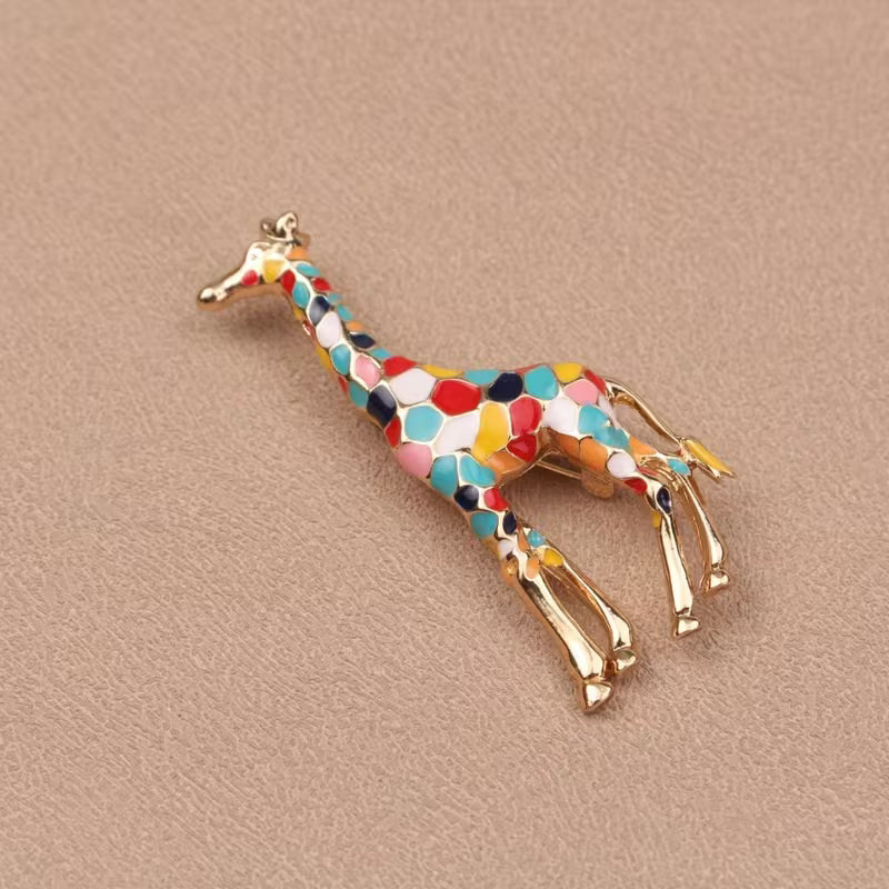 Multicolor Giraffe Brooch Pin 2.5"