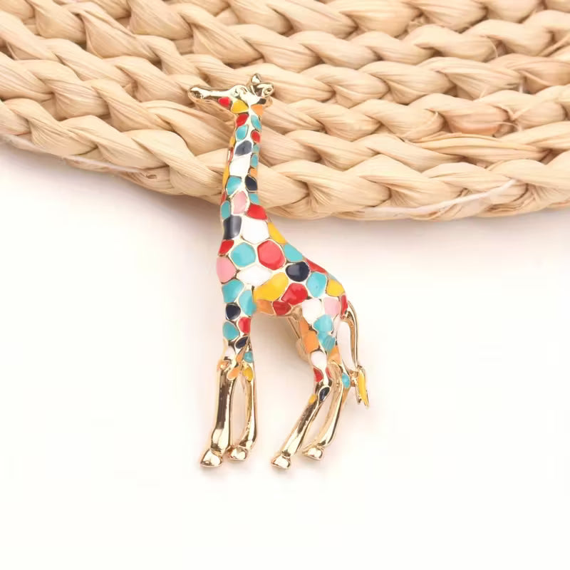 Multicolor Giraffe Brooch Pin 2.5"
