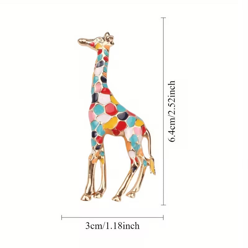 Multicolor Giraffe Brooch Pin 2.5"
