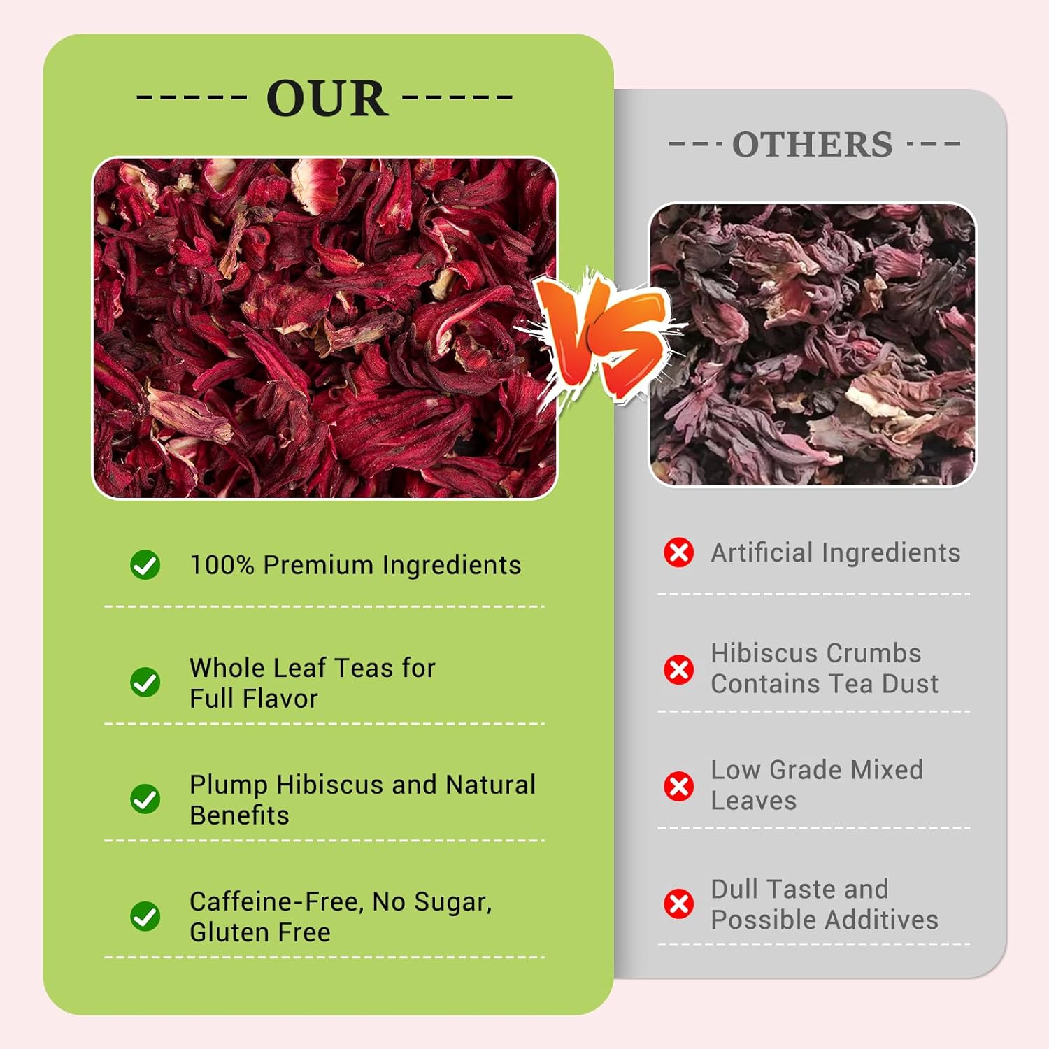50pc Hibiscus Tea - Caffeine Free! Drink Hot or Iced - ONLY 1 INGREDIENT!