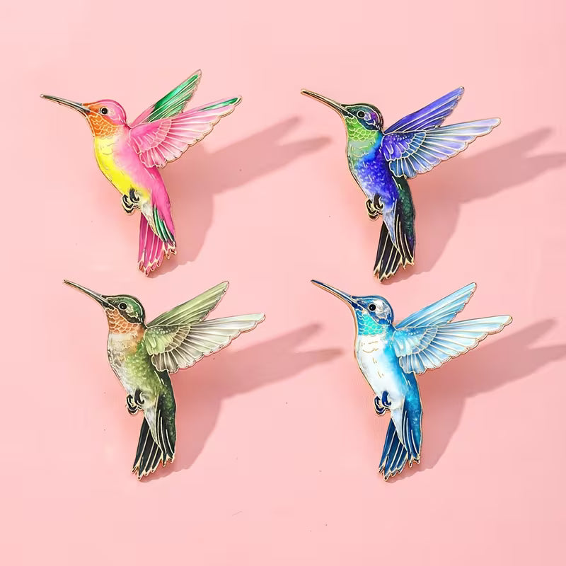 4 Piece Set! Hummingbird Lapel Pins 1.25"