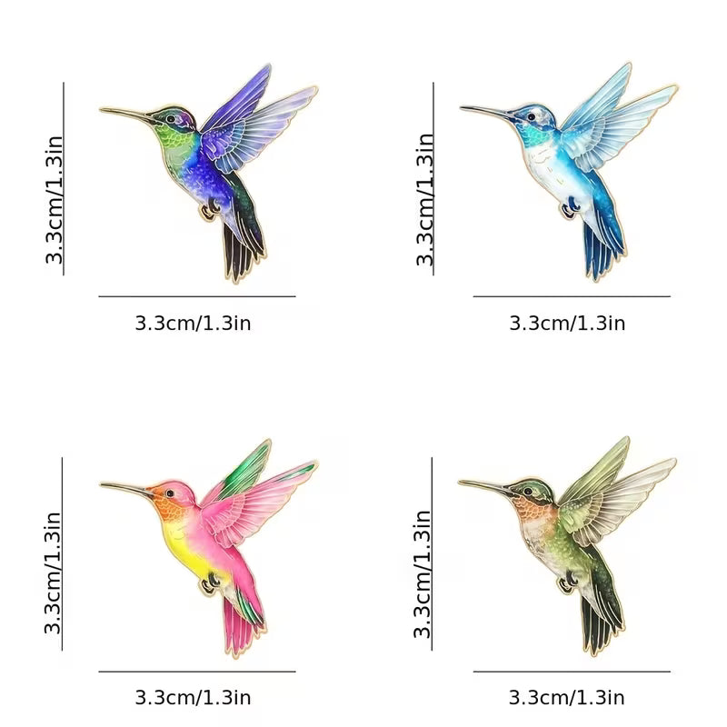 4 Piece Set! Hummingbird Lapel Pins 1.25"