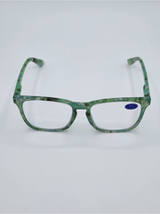 Women's Blue Light Reading Glasses - Green Confetti Marble (A-2-4)