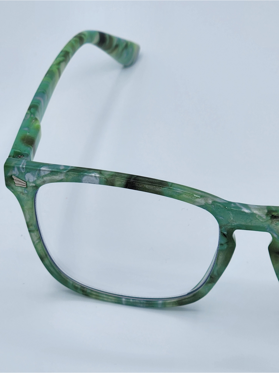 Women's Blue Light Reading Glasses - Green Confetti Marble (A-2-4)