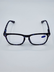Women's Blue Light Reading Glasses - Blue Purple Black Confetti Marble (A-2-1)