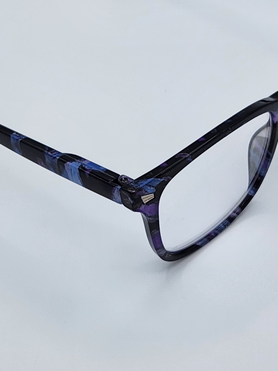 Women's Blue Light Reading Glasses - Blue Purple Black Confetti Marble (A-2-1)