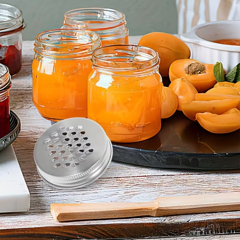 2-Piece Set! Stainless Steel Mason Jar GRATER / ZESTER Cover Attachment Lids