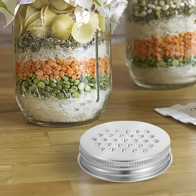 2-Piece Set! Stainless Steel Mason Jar GRATER / ZESTER Cover Attachment Lids
