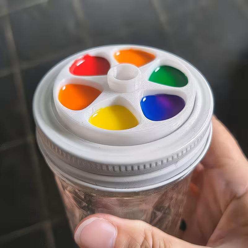 Painters Palette Mason Jar Insert with Brush Hole for Wide Mouth