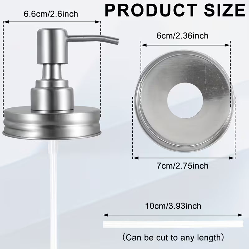 4 Pack! Stainless Steel Pump Lids for Mason Jar Dispensers