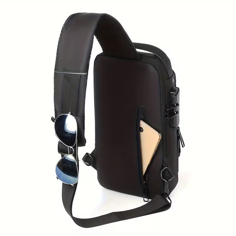 Unisex Anti-Theft Password Lock Chest Bag Classy ANIMAL FRIENDLY LEATHER