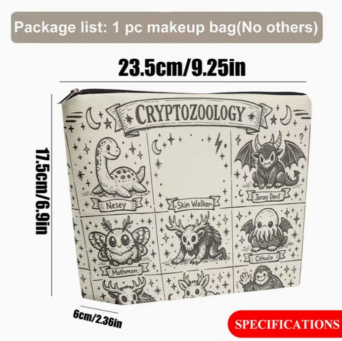 Cute Cryptids Lightweight Cosmetic Bag with Zipper Top
