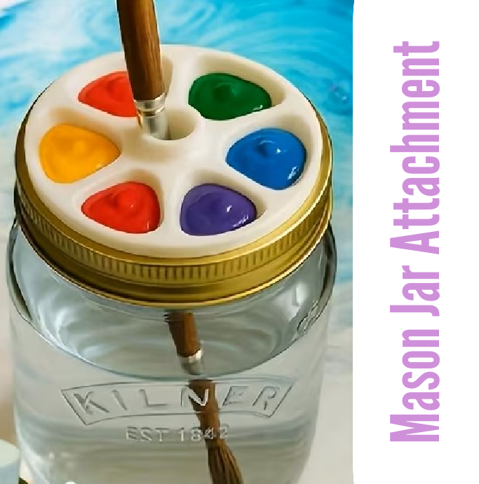 Painters Palette Mason Jar Insert with Brush Hole for Wide Mouth