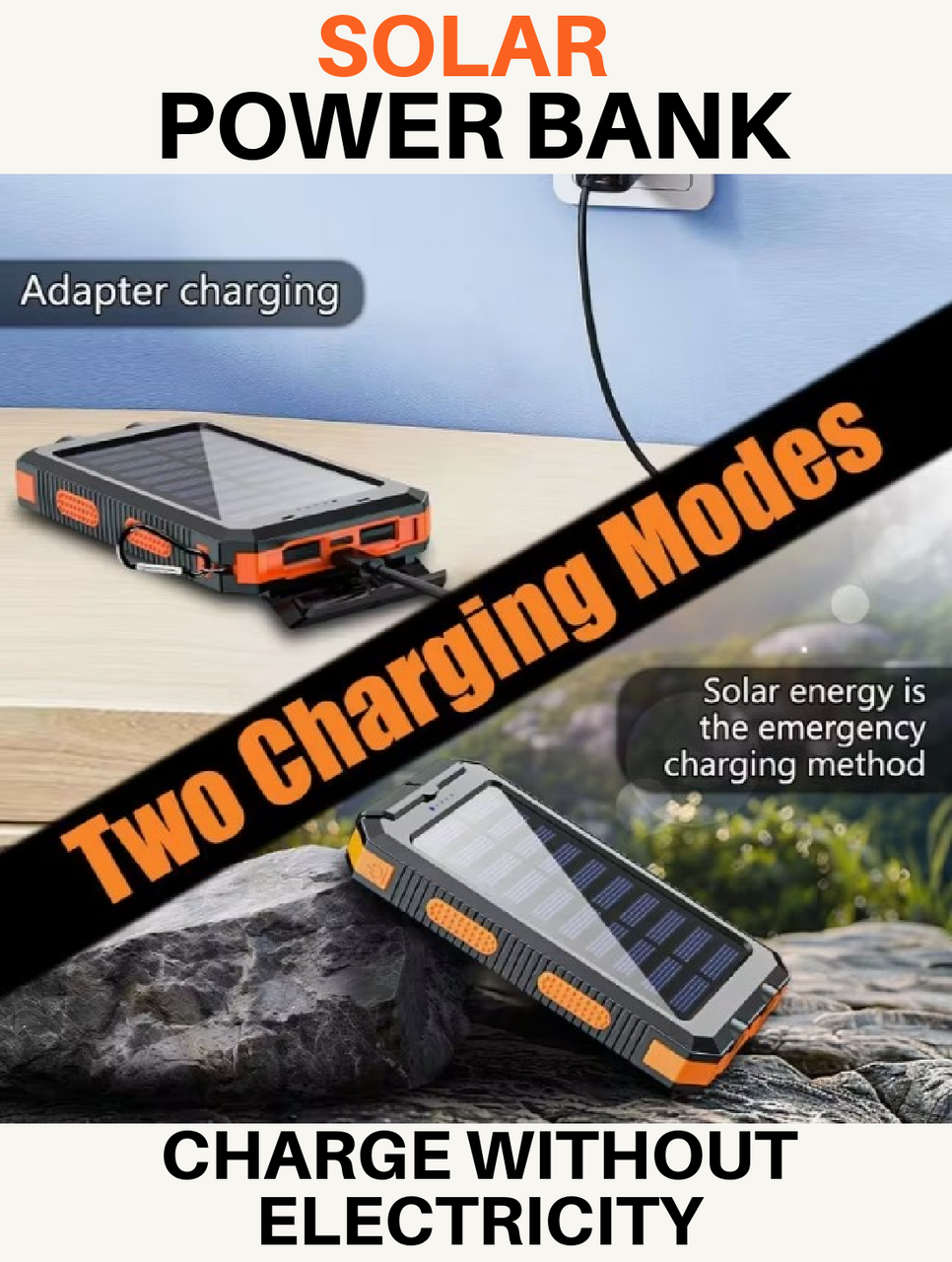 Solar Charger! 40000mAh Power Bank USB Port BATTERY BACK for Phones & Electronics