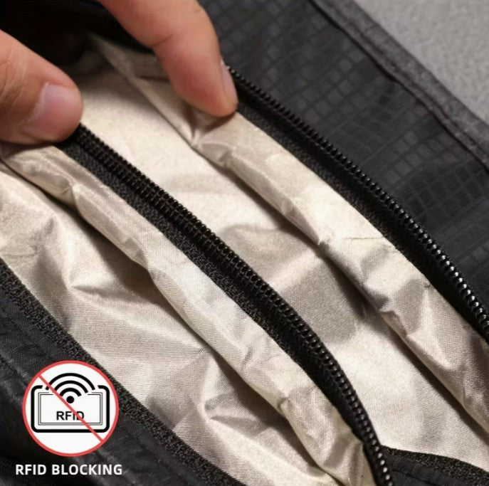 RFID Blocking Organizer Purse / Wallet with Removable Shoulder Strap BLACK (A-1-3)