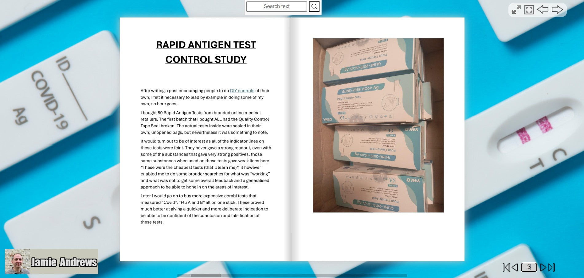 Let's Put the Rapid Antigen Test TO THE TEST - PCR Control Studies Experiment (eBook Jamie Andrews)