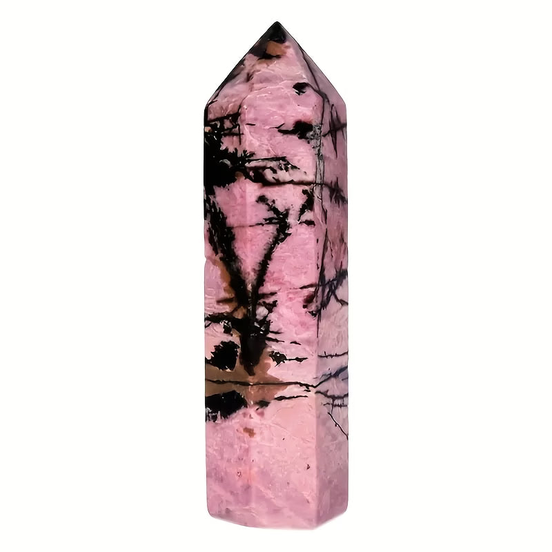 Natural Rhodonite Tower: Dreamwork, Understanding, Heart Chakra 3.5"