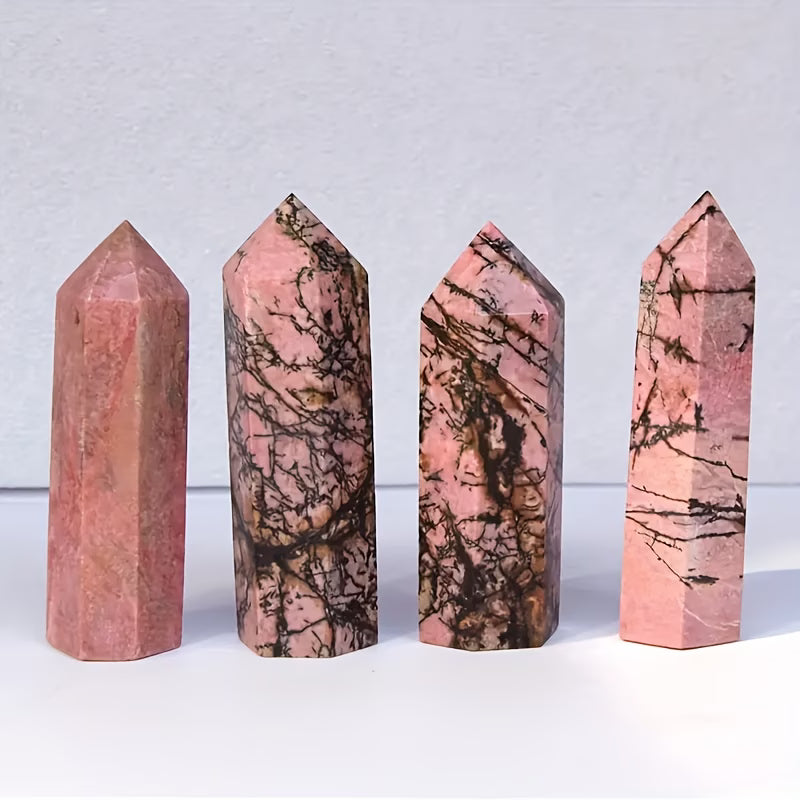 Natural Rhodonite Tower: Dreamwork, Understanding, Heart Chakra 3.5"