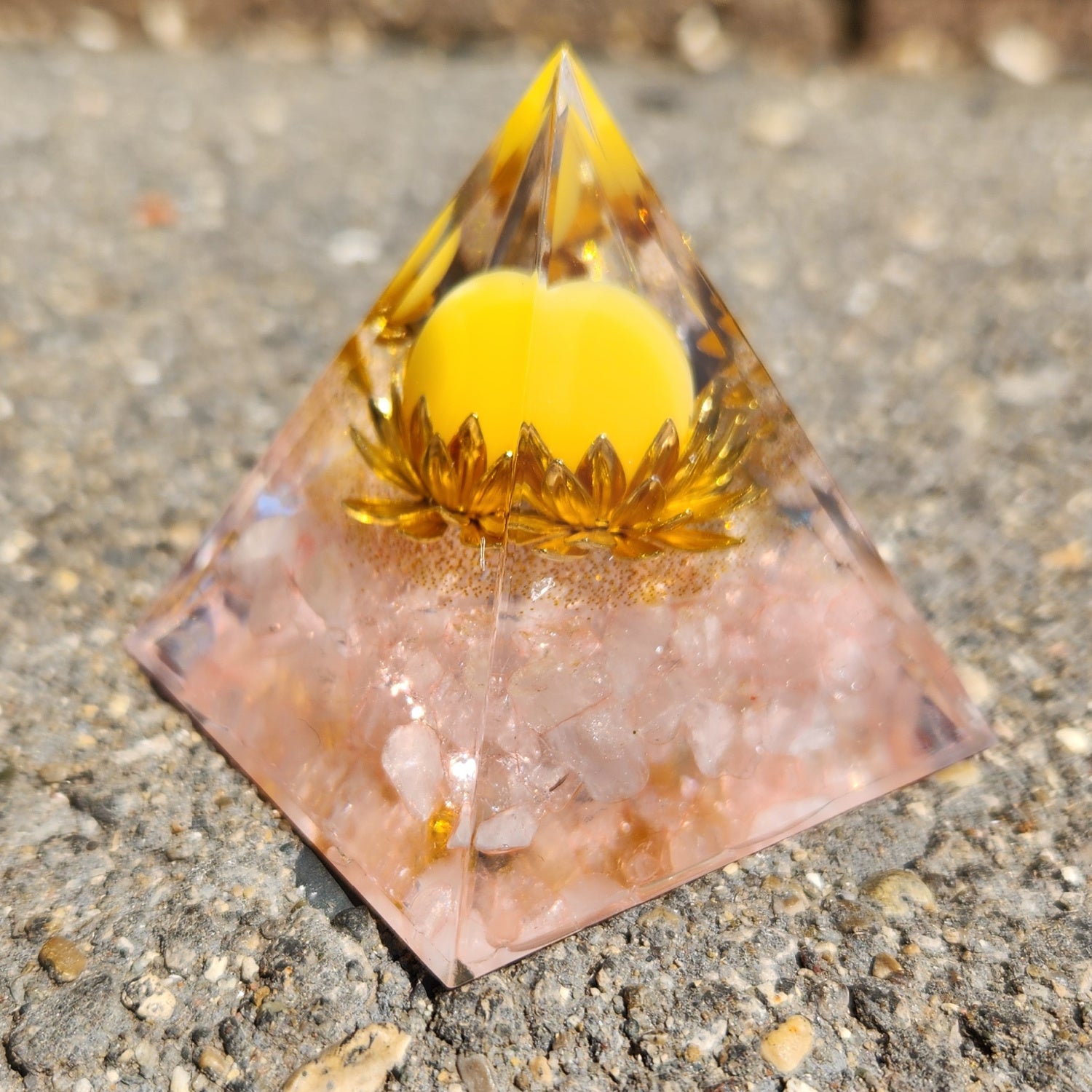 Rose Quartz Orgone Pyramid Heart Chakra - Emotional Healing from Trauma, Anxiety