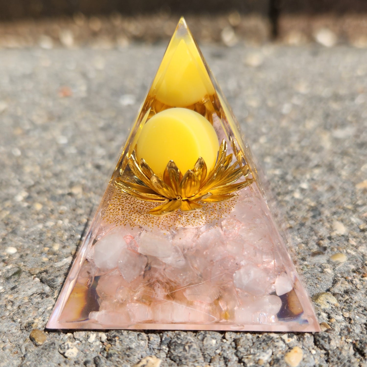 Rose Quartz Orgone Pyramid Heart Chakra - Emotional Healing from Trauma, Anxiety