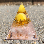 Rose Quartz Orgone Pyramid Heart Chakra - Emotional Healing from Trauma, Anxiety