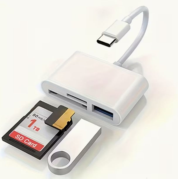 3-In-1 USB C Card Reader for 5 Pro, iPad, Mac, MacBook, Android, PCs