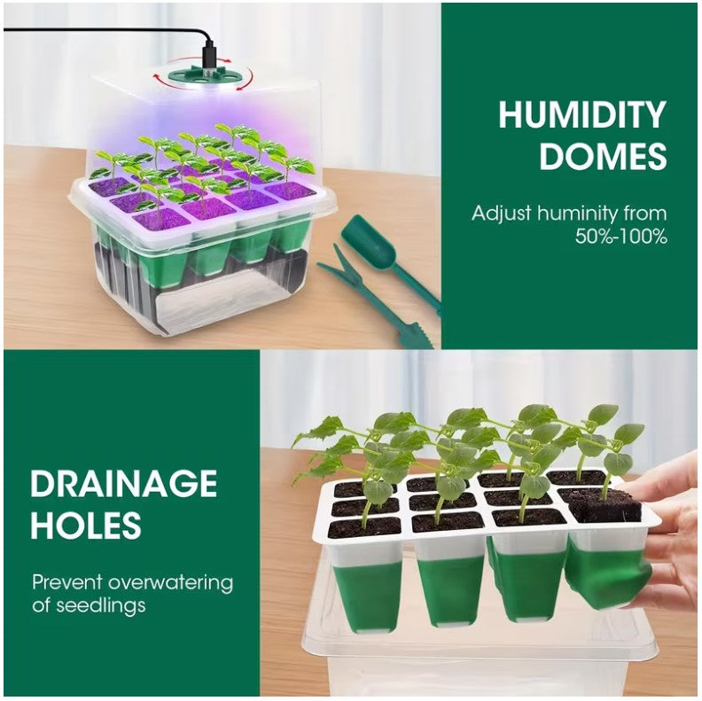 5 pack Kit! Seed Starter Trays with Grow Lights! Germinate Like a Pro