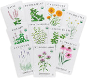 Lavender, Lemon Balm, Chamomile, Marjoram, Peppermint, Basil, Coneflower, Bergamot, Calendula, Catnip Seeds