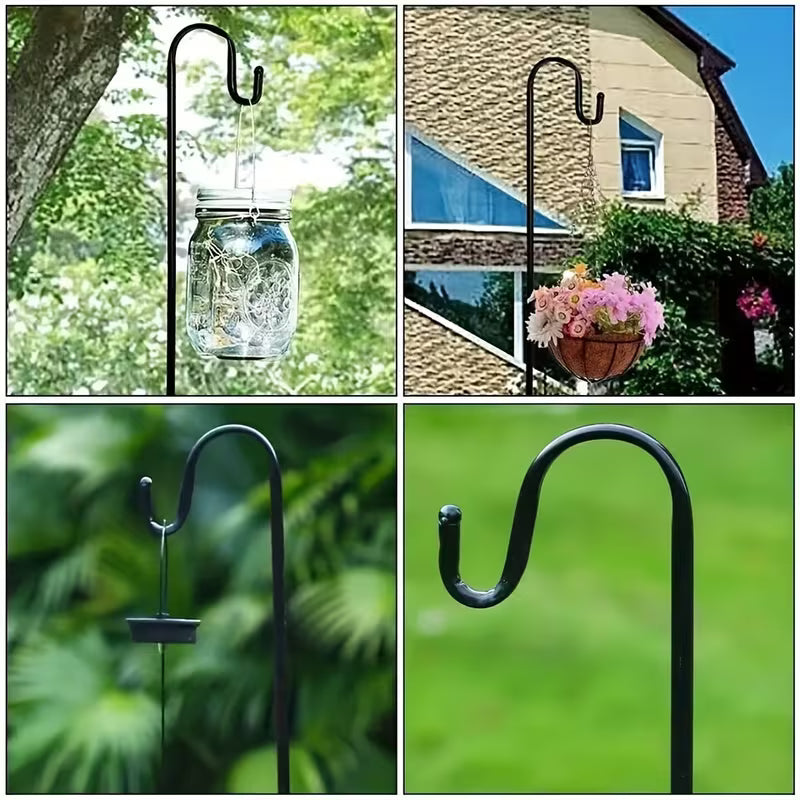 2 Pack! Metal Shepherds Hooks - 30" for Solar Lights, Chimes, Bird Feeders