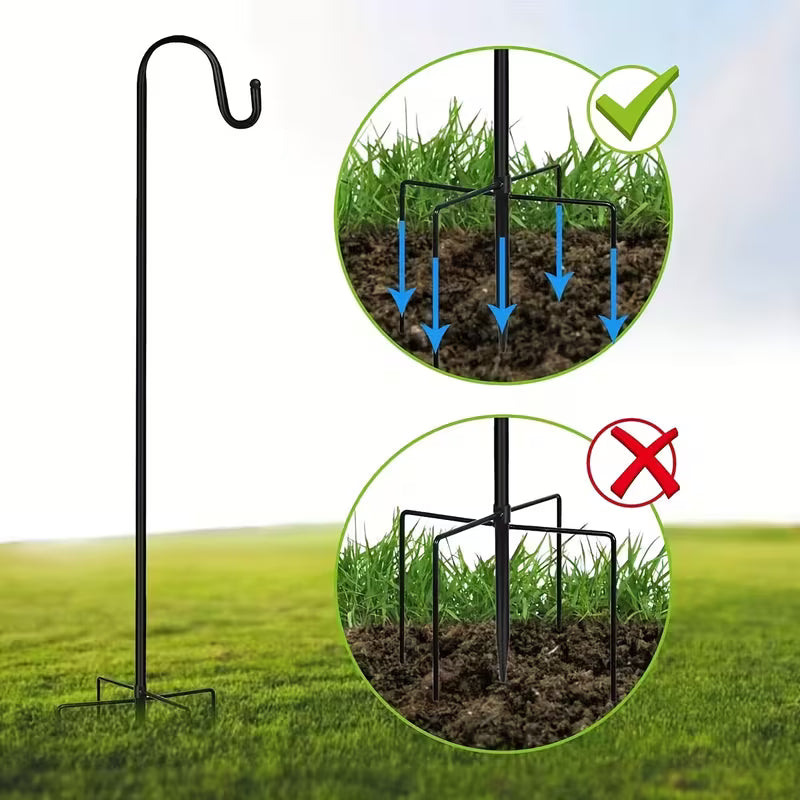 2 Pack! Metal Shepherds Hooks - 30" for Solar Lights, Chimes, Bird Feeders